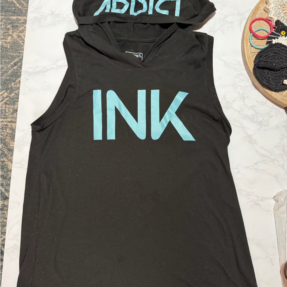 Ink Addict Women's Black hooded tank top large